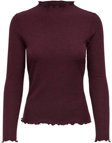 Only top Emma met textuur donkerbruin