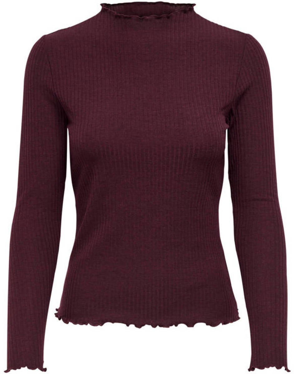 Only top Emma met textuur donkerbruin