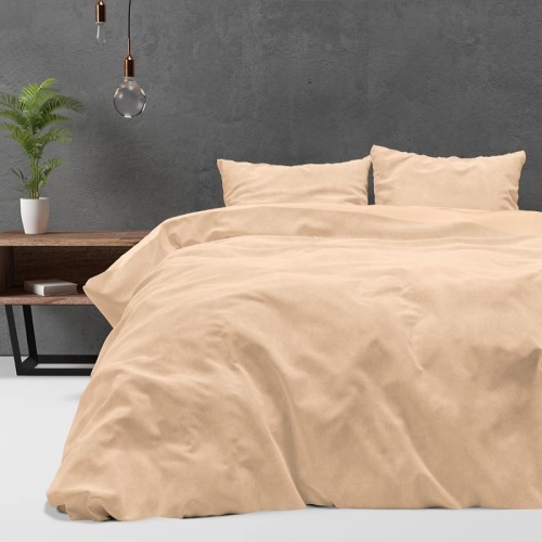 Sleeptime Velvet Uni - Beige - Dekbedovertrek 1-persoons (140 x 220 cm + 1 kussensloop) Dekbedovertrek