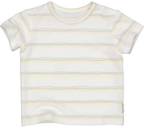 Quapi newborn baby gestreept T-shirt QSEBASNB wit/geel/beige