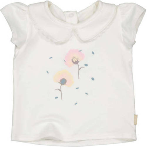 Quapi newborn baby T-shirt QSARRANB met printopdruk wit/roze