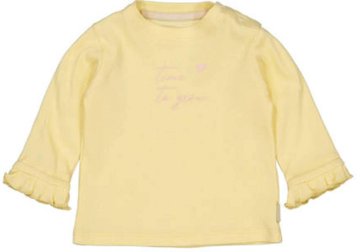 Quapi newborn baby longsleeve QSANJANB met tekst en ruches geel