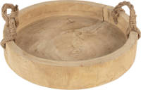 Clayre & Eef Decoratief Dienblad Ø 35 cm Bruin Hout Rond Serveerschaal Bruin Serveerschaal