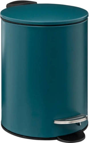 5five Prullenbak/pedaalemmer - metaal - petrol blauw - 3 liter - 16 x 25 cm - Badkamer/toilet - Pedaalemmers