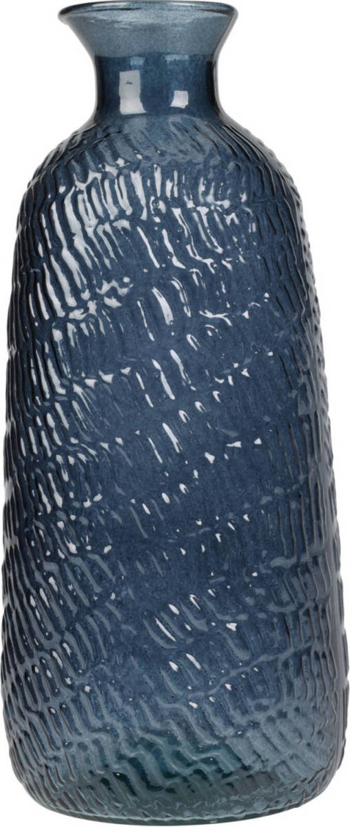 H&S Collection Bloemenvaas Livorno - Gerecycled glas - blauw transparant - D13 x H31 cm - Vazen