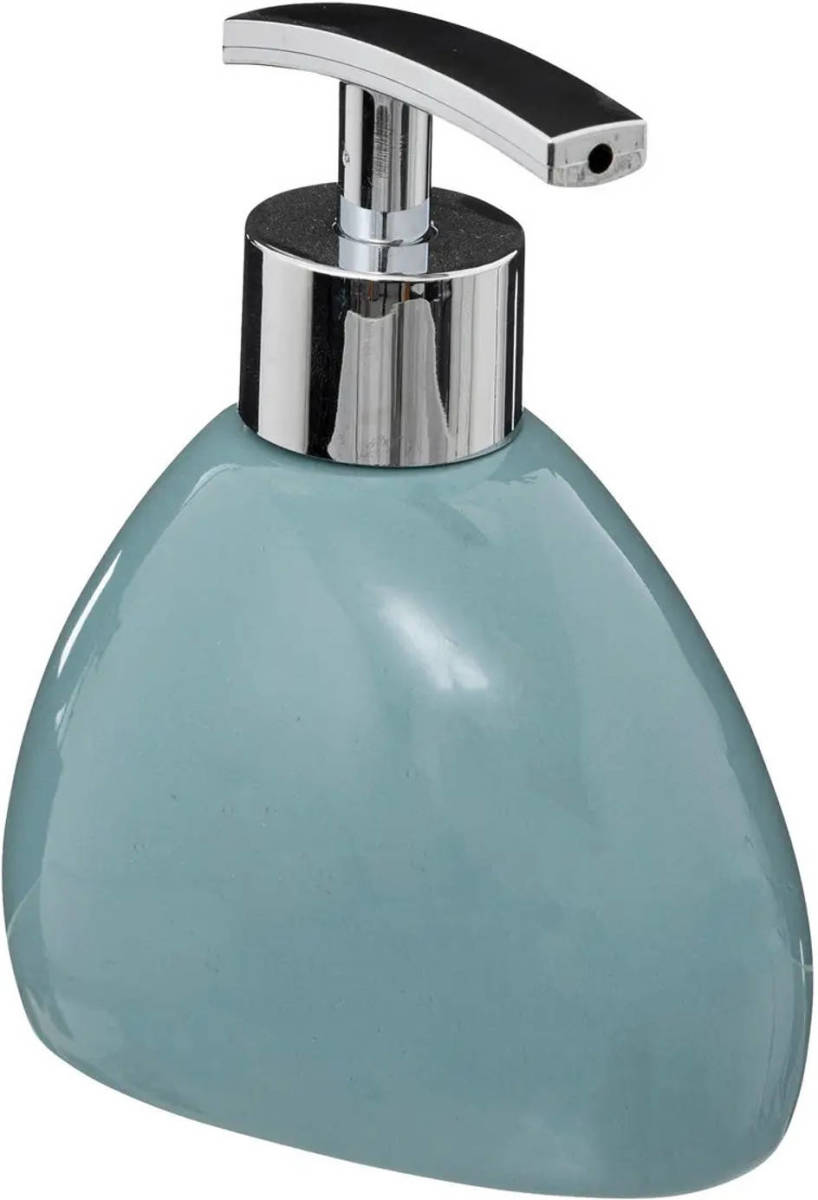 5five Zeeppompje/zeepdispenser Silk - kunststeen - ijsblauw - 10 x 12.5 cm - 300 ml - Zeeppompjes