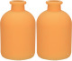 Jodeco - bloemenvaas Avignon - 2x - Fles model - glas - mat oranje- H17 x D11 cm - Vazen