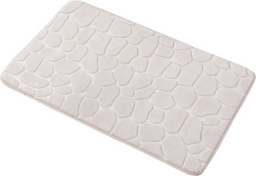 4Goodz Pebbles zachte Traagschuim Badmat - Douchemat 50x80 cm - Creme