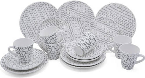 Buccan - Hexagon koffieset - Wit - 18-delig