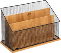 5five Lectuurbak/tijdschriftenrek - mesh - 29 x 14 x 20 cm - bamboe hout - tijdschriftenrek