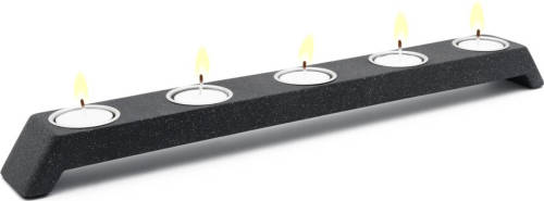 Zilverstad Waxinelichthouder Oblique Zwart - 5 kaarsen