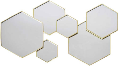 4Goodz Wandspiegel Honingraad vorm 7-in-1 Metaal 57x35x2 cm - Goud