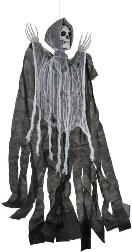 Halloween Horror hangdecoratie spook/geest/skelet pop grijs 90 cm - Halloween poppen