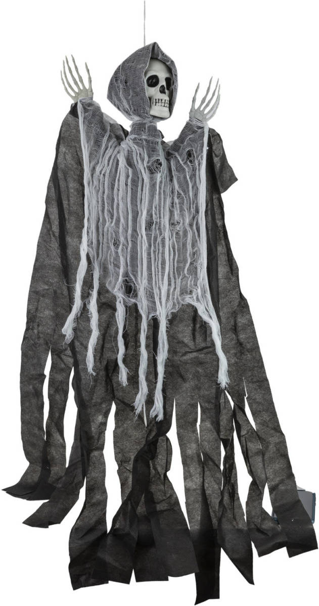 Halloween Horror hangdecoratie spook/geest/skelet pop grijs 90 cm - Halloween poppen