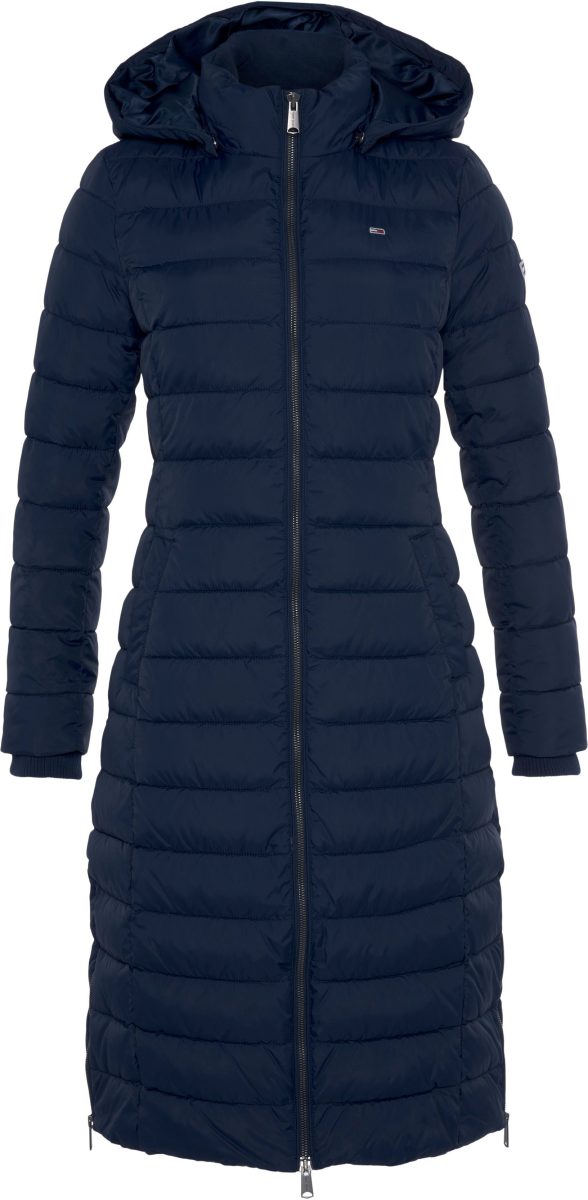 Tommy Jeans Doorgestikte jas TJW BASIC HOODED COAT met Tommy Jeans-logoborduursel