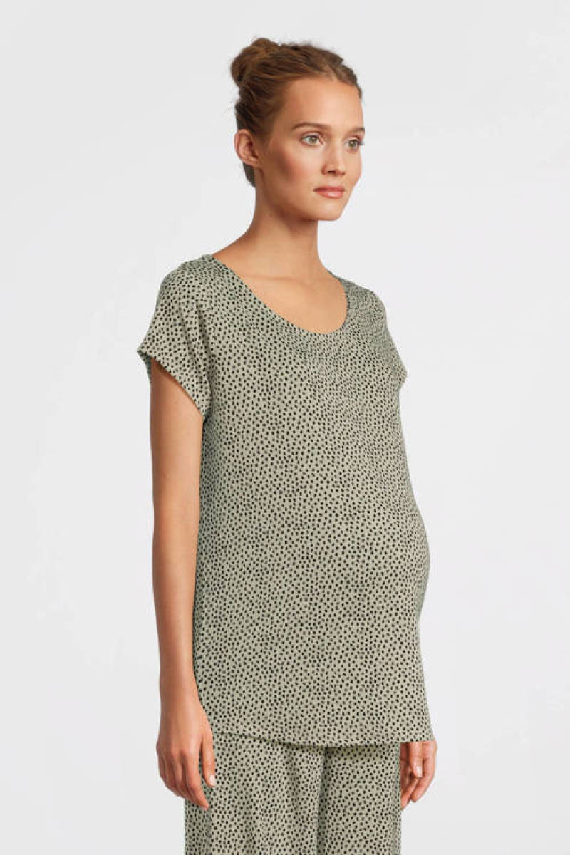 ONLY MATERNITY zwangerschapstop OLMPAULINE met stippen ecru/zwart