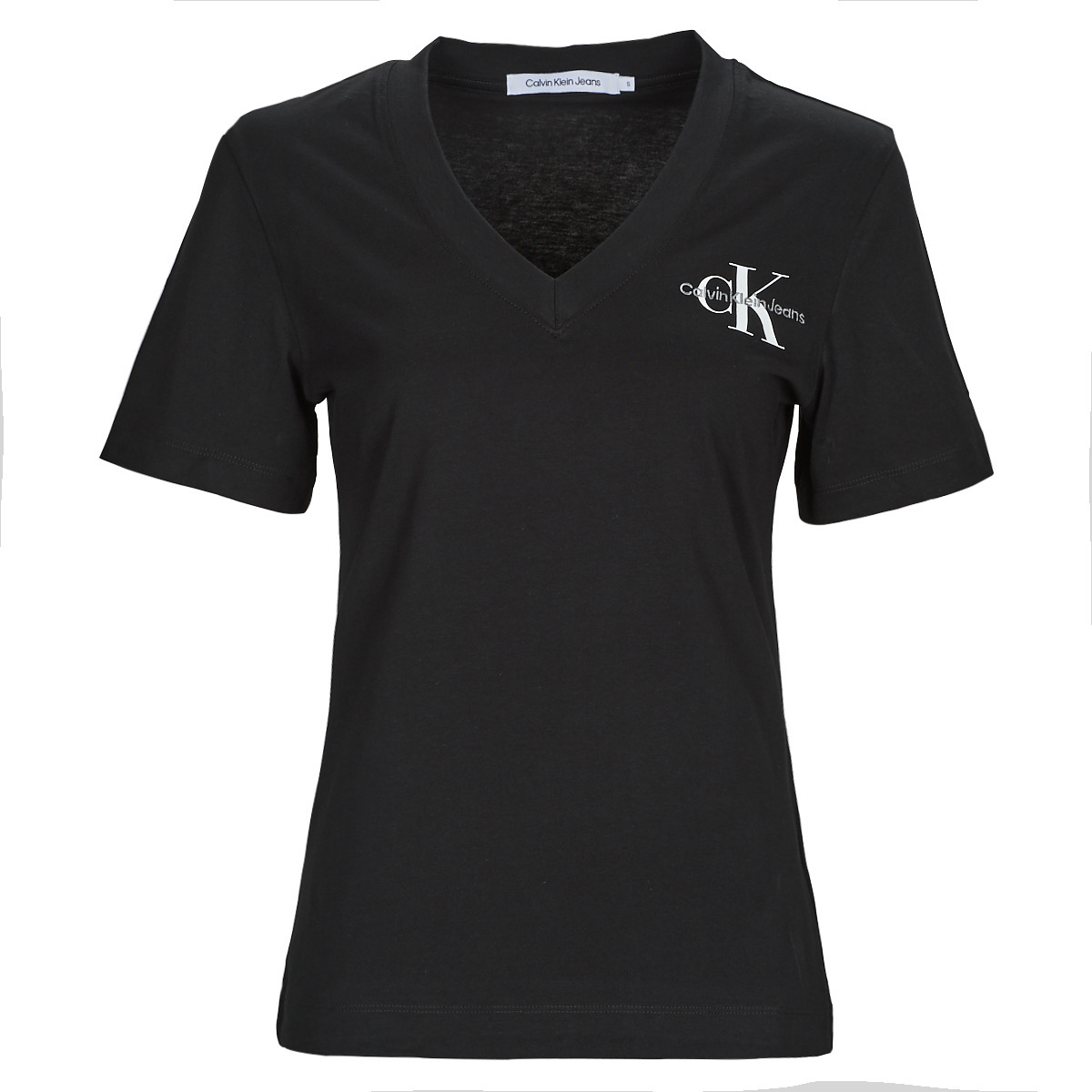 T-shirt Korte Mouw CALVIN KLEIN JEANS  MONOLOGO SLIM V-NECK TEE