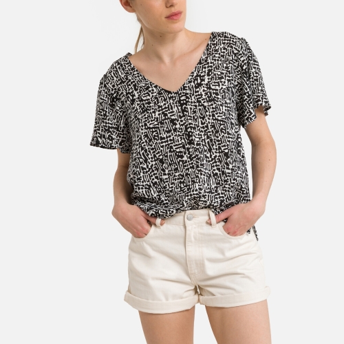 VERO MODA Bedrukte blouse met korte mouwen