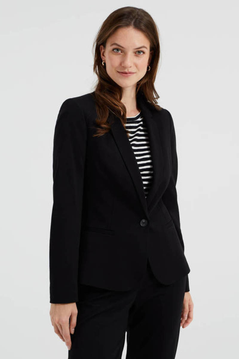 WE Fashion jersey getailleerde Liz blazer met stretch paars