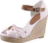 Tommy hilfiger Sleehaksandaaltjes BASIC SEERSUCKER HIGH WEDGE met verstelbare gesp