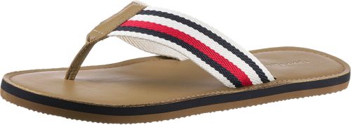 Tommy hilfiger Teenslippers HILFIGER LEATHER BEACH SANDAL met gestreepte band