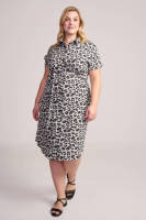 Exxcellent blousejurk Claire met panterprint en ceintuur zand/zwart/grijs