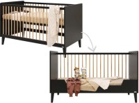 ToiToiKids bedbank 70x140 Xem Mat Zwart/Eiken