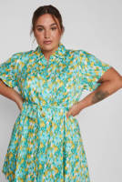 EVOKED VILA blousejurk VICORBA met all over print en ceintuur turquoise