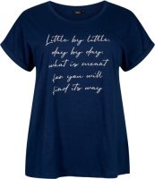 Zizzi T-shirt VVERA met tekst donkerblauw