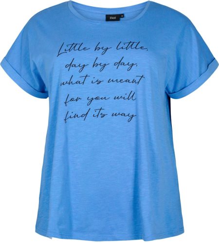 Zizzi T-shirt VVERA met tekst blauw