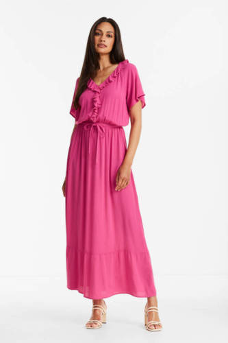 Imagine maxi jurk viscose crinkle roze