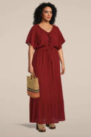 GREAT LOOKS maxi jurk viscose crinkle brique