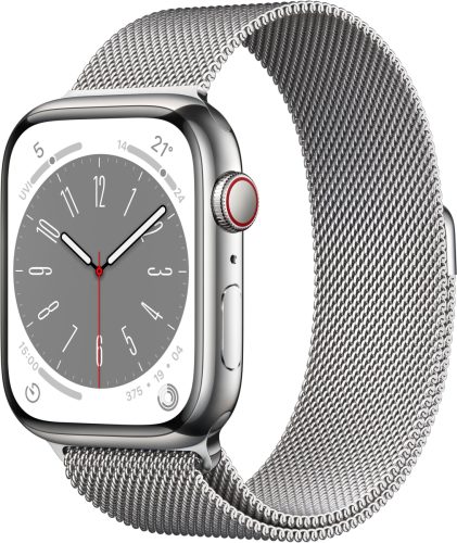 Apple Watch Series 8 GPS + Cellular 45mm roestvrij staal Milanaise