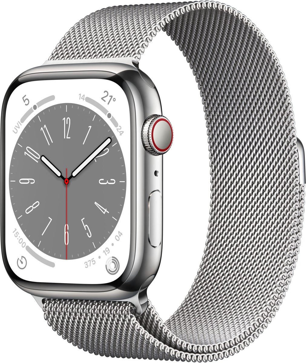 Apple Watch Series 8 GPS + Cellular 45mm roestvrij staal Milanaise