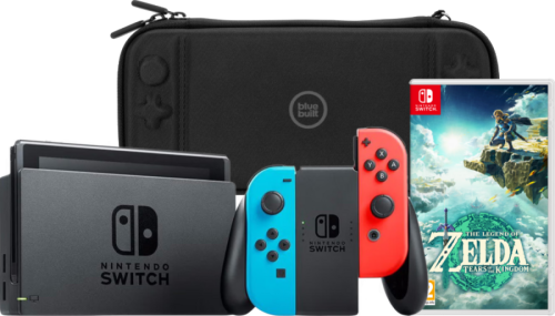 Nintendo Switch Rood/Blauw + Zelda: Tears of the Kingdom + Bluebuilt Beschermhoes