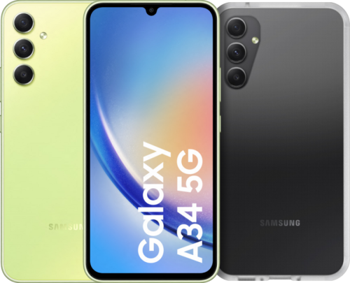 Samsung Galaxy A34 128GB Groen 5G + Otterbox React Back Cover Transparant