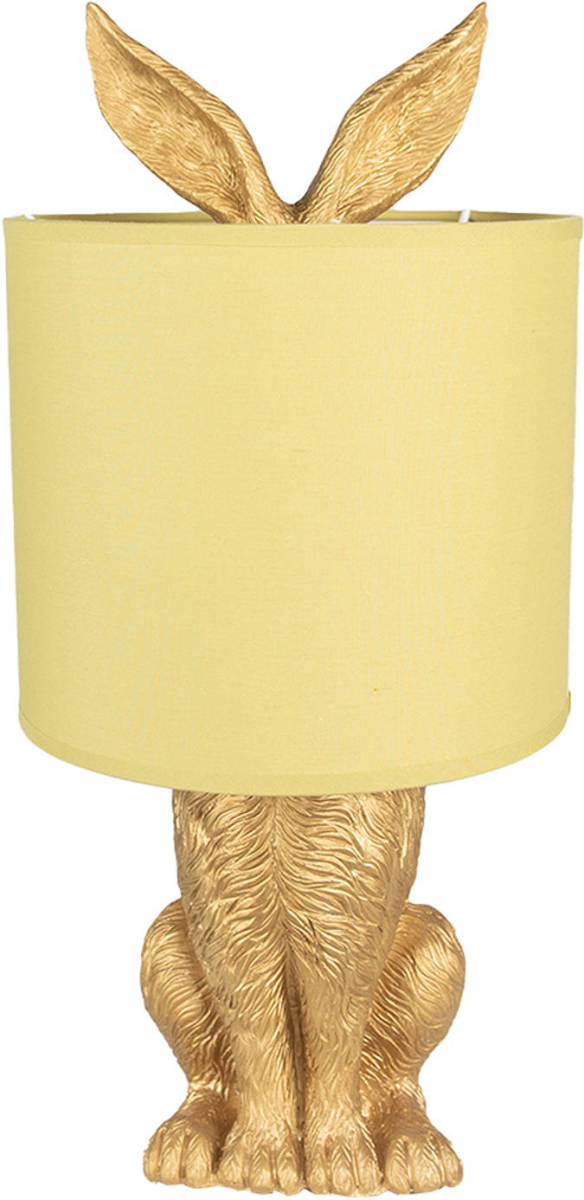 HAES deco - Tafellamp - City Jungle - Konijn in de Lamp, Ø 20x43 cm - Goud/Geel - Bureaulamp, Sfeerlamp, Nachtlampje