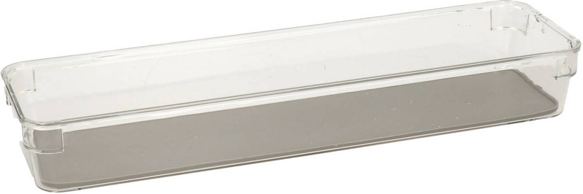 Secret de Gourmet Bestekbak/keuken organizer 1-vaks Tidy Smart grijs transparant kunststof 32,5 x 9 x 4,5 cm - Bestekbakken
