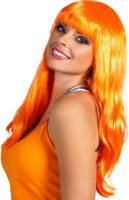 Boland Oranje/holland fan artikelen damespruik met lang haar - Verkleedpruiken