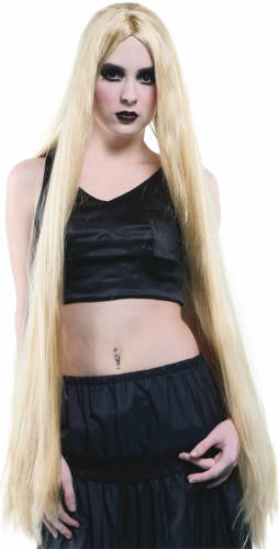 Bristol novelty Extreem lange pruik blond haar - Verkleedpruiken
