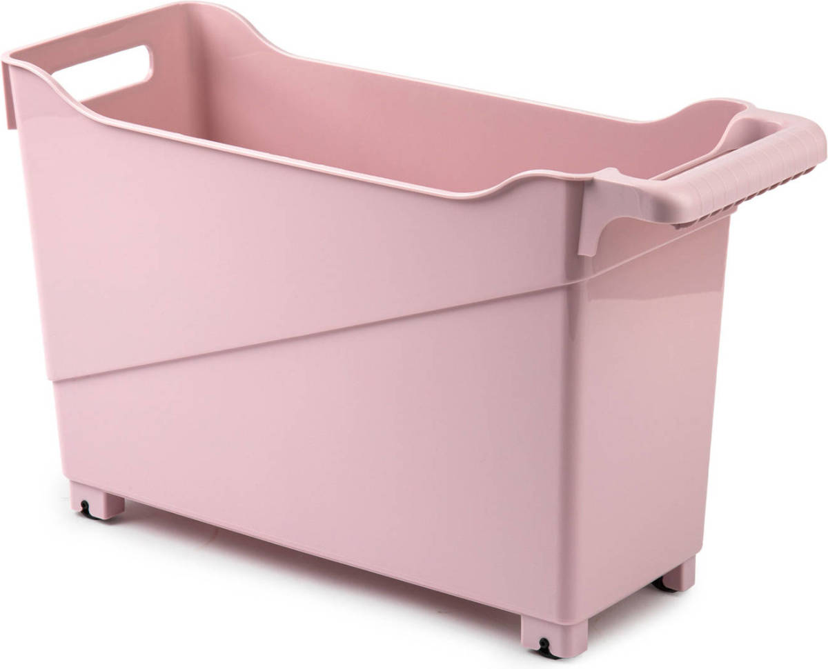 Forte Plastics Kunststof trolley pastel roze op wieltjes L45 x B17 x H29 cm - Opberg trolley