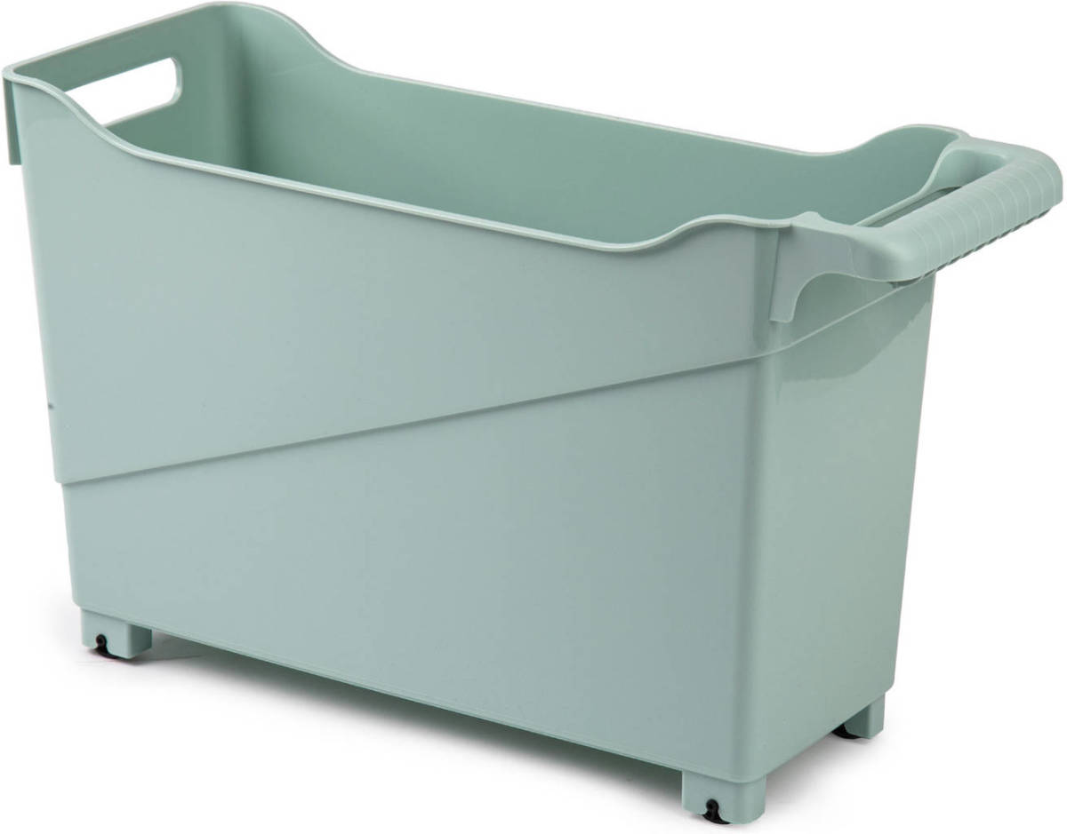 Forte Plastics Kunststof trolley pastel groen op wieltjes L45 x B17 x H29 cm - Opberg trolley