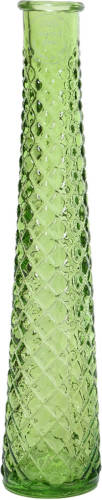 Decoris Vaas/bloemenvaas van gerecycled glas - D7 x H32 cm - transparant lichtgroen - Vazen