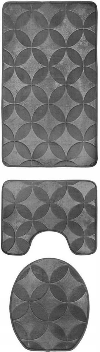 Tragar Homely luxe 3 delige badkamermatten set met antislip - toilet badkamer wc bril mat - TR-5 grijs