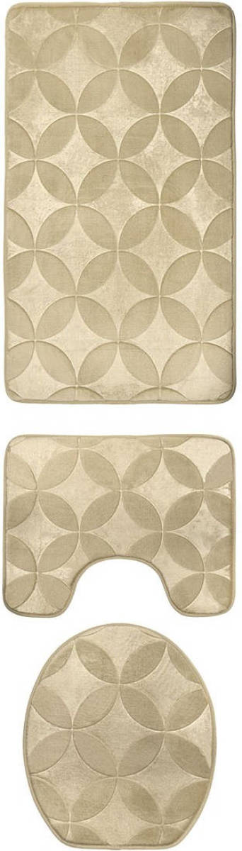 Tragar Homely luxe 3 delige badkamermatten set met antislip - toilet badkamer wc bril mat - TR-5 crème