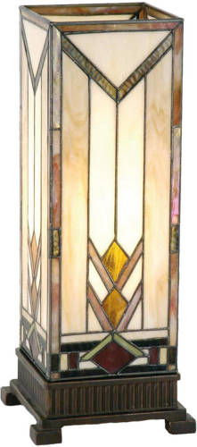 HAES deco - Tiffany Tafellamp Beige, Geel 18x18x45 cm Fitting E27 / Lamp max 1x60W