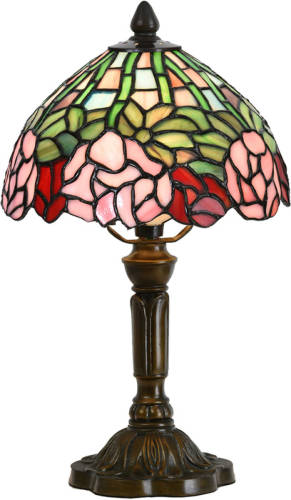 HAES deco - Tiffany Tafellamp Groen, Roze Ø 21x39 cm Fitting E14 / Lamp max 1x25W