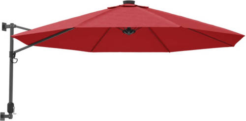 VidaXL Wandparasol met LEDs 290 cm felrood