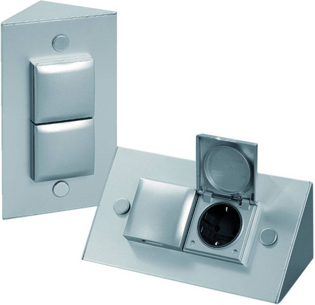 Doeco energie-hoekzuil 2st inox belg - Contactdozen