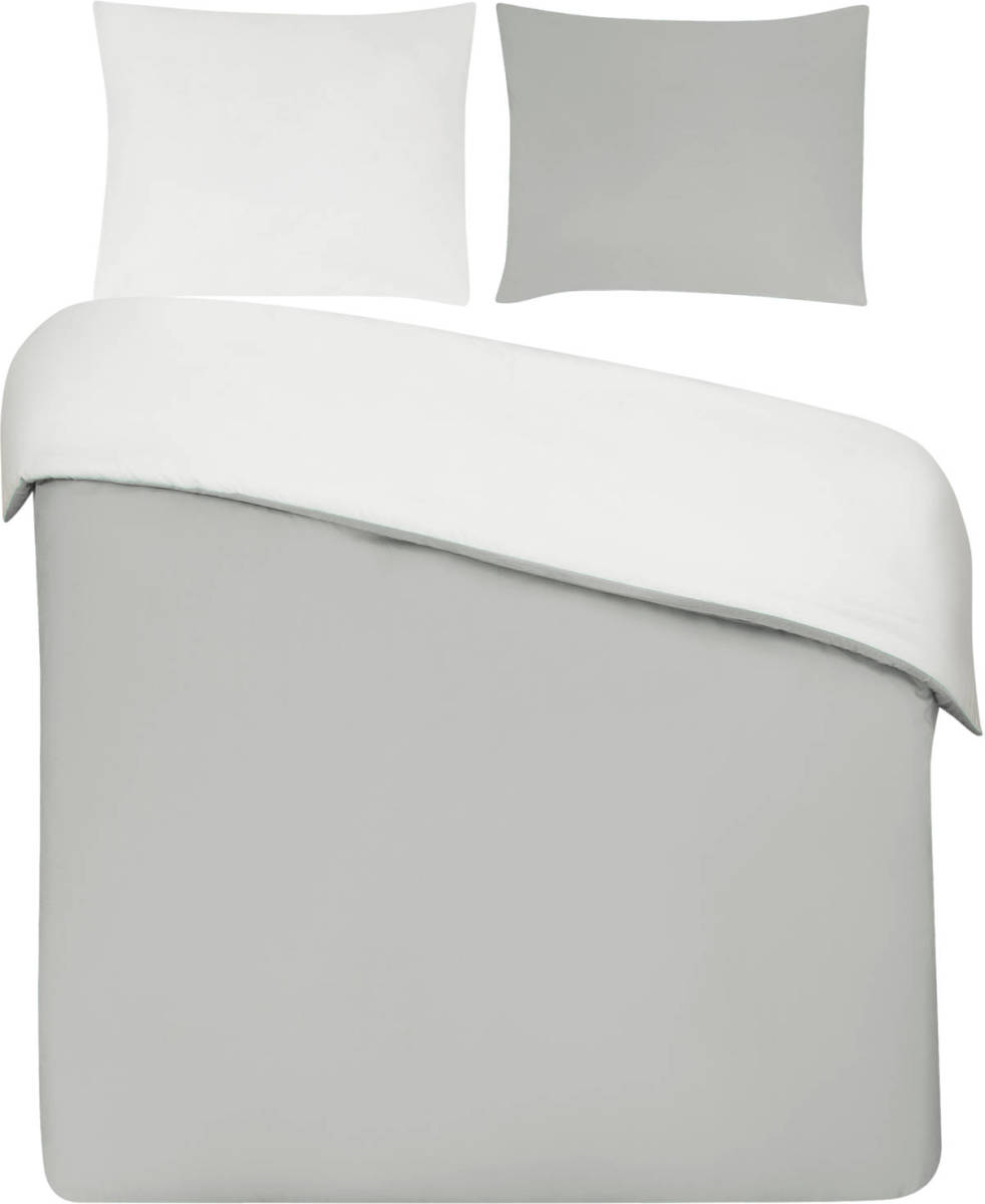 Seashell Dekbedovertrek My Luxe. - 100% percal katoen - 140x200/220 - double face lichtgrijs wit